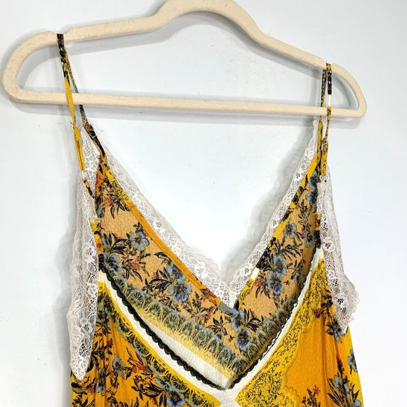 FREE PEOPLE Stevie Yellow Lace Trimmed Maxi Dress Sz XS - Picture 9 of 12